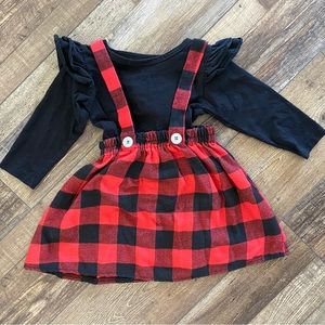 Buffalo Plaid Jumper with Long Sleeve Shirt
